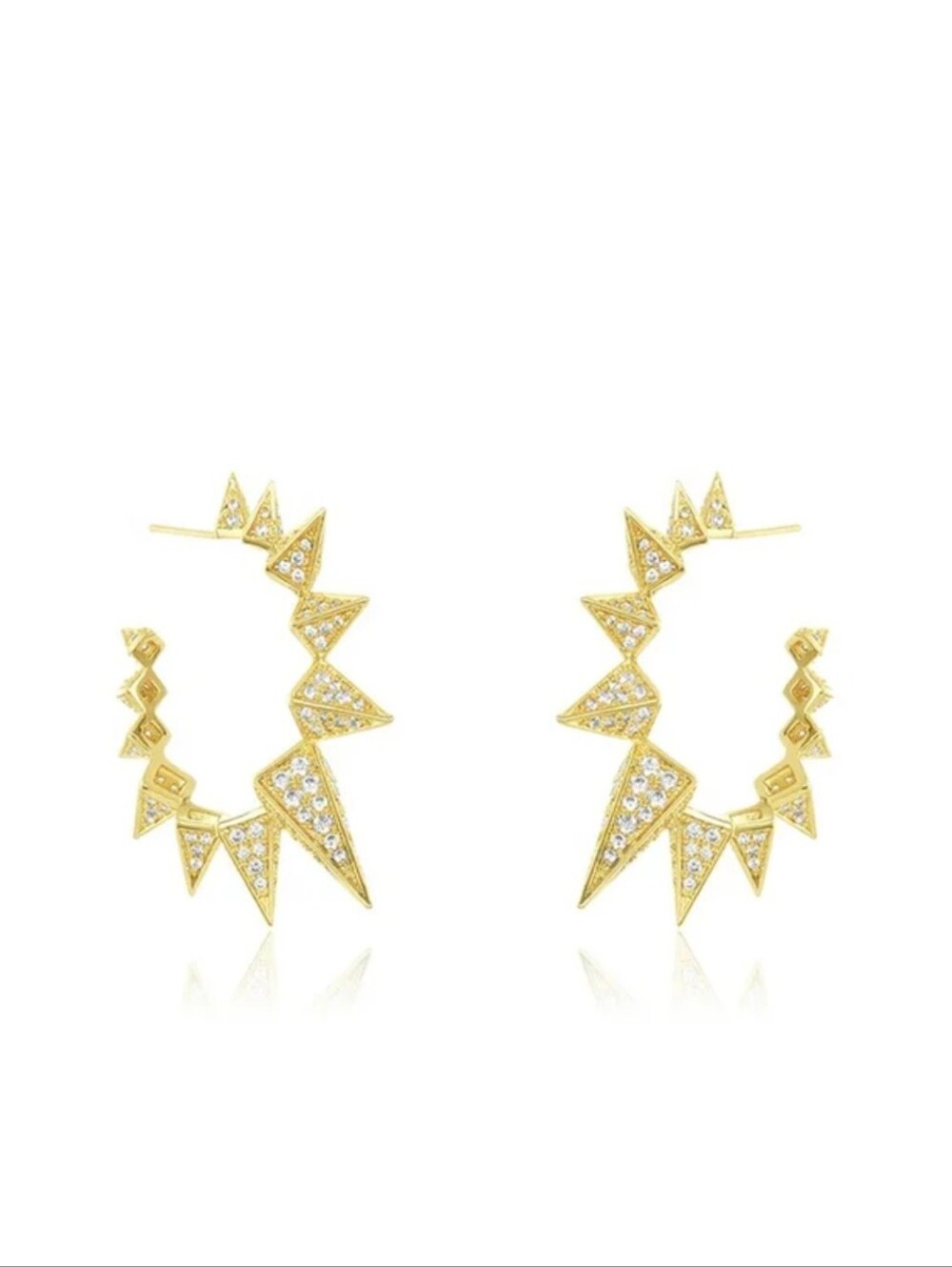 Gold Geometric Spike Hoop Earrings